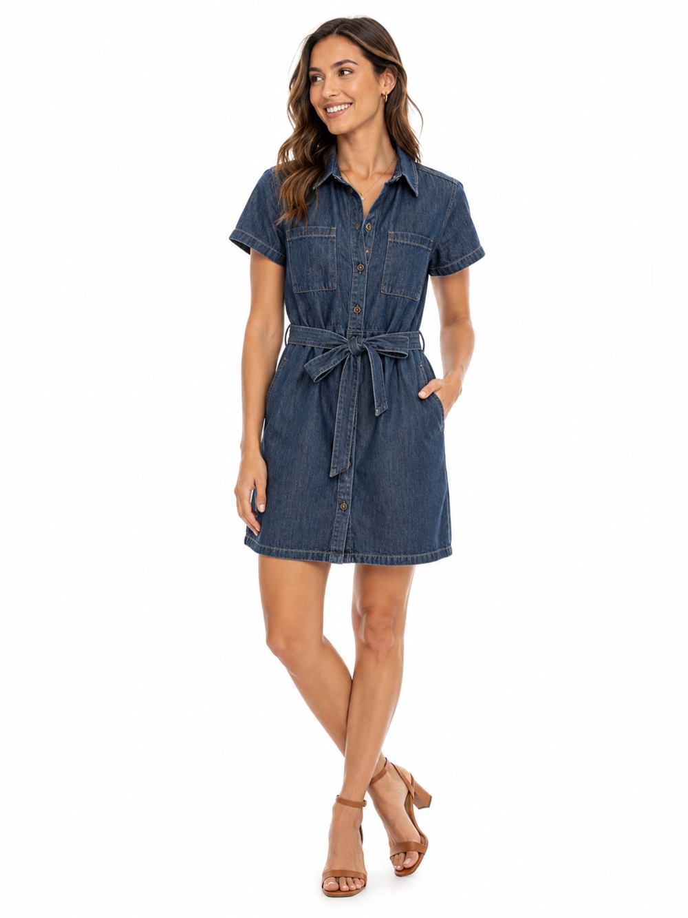 J. Crew Dark Blue Denim Shirt Dress